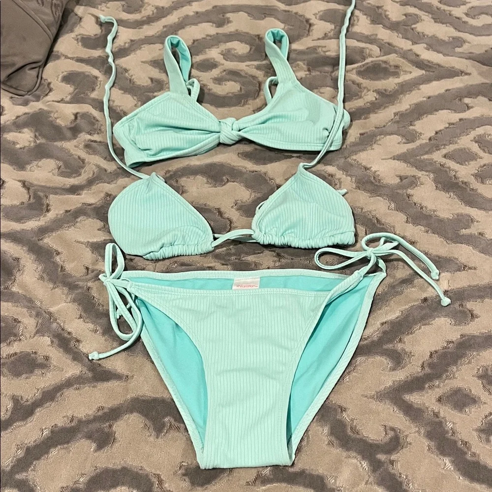 Xhilaration women’s 3 pieces swim separates seafoam green tops XS - bottoms M - Picture 1 of 6